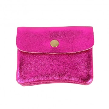 Maison Fanli | Leather Coin Purse | Metallic Fuchsia